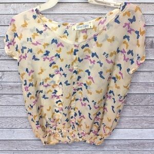 Criss Cross sheer butterfly blouse Large